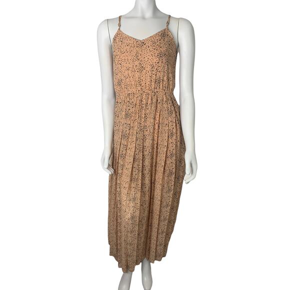 Bar lll Dot Print spaghetti strap Chiffon Pleated Maxi Dress XS - Picture 1 of 8